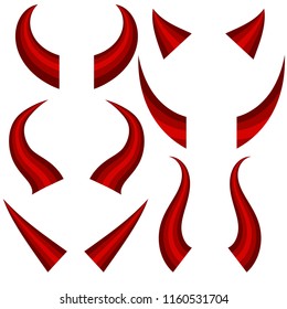 Vector Set of Different Red Horns Isolated on White Background