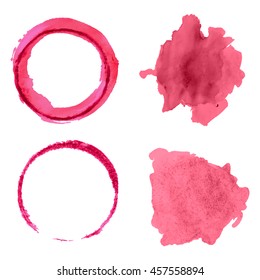 Vector set with different red wine stains isolated on white background.