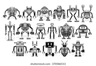 Vector Set Of Different Robots Isolated On Background