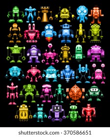 Vector Set Of Different Robots Isolated On Background