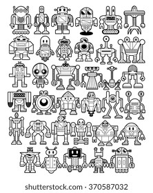 Vector Set Of Different Robots Isolated On Background