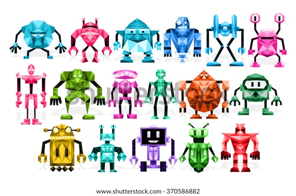 Vector Set Different Robots Isolated On Stock Vector (Royalty Free