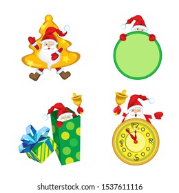 Vector set different Santa Clauses. Transparent background