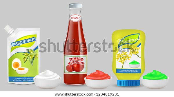 Download Vector Set Different Sauces Ceramic Dip Stock Vector Royalty Free 1234819231