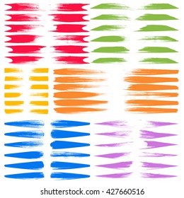 Vector set of different shaped grunge brush strokes. Paint Brush texture backgrounds. Logo Design Template