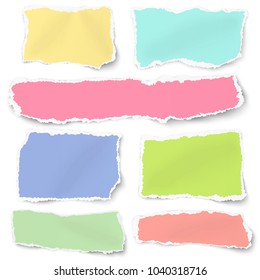 Vector set of different shapes blank paper scraps placed on white background