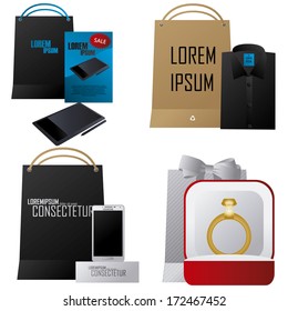 Vector set of different Shopping Elements Isolated
