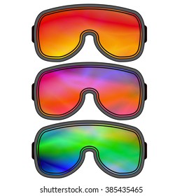 Vector Set of Different Ski Goggles