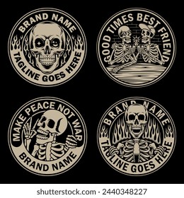 vector set of different skulls