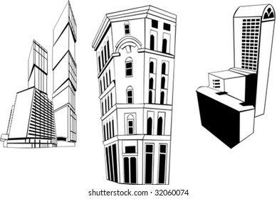 vector set of different skyscrapers.