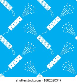 Vector Set of Different Slapstick Icon Isolated on Blue Background. Seamless Pattern.