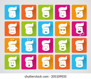 Vector set of different smiling icons