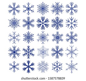 Vector set of different snowflake icons