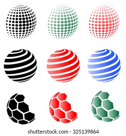 Vector Set of Different Spheres Isolated on White Background