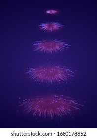 vector set of different stages of a firework explosion on a dark purple background