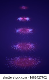 vector set of different stages of a firework explosion on a dark purple background