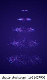 vector set of different stages of a firework explosion on a dark purple background
