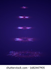 vector set of different stages of a firework explosion on a dark purple background