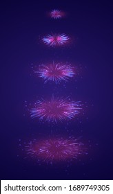 vector set of different stages of a firework explosion on a dark purple background