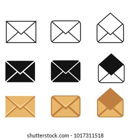 Vector Set of Different Styles Postal Envelope Icons