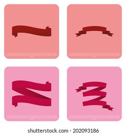 Vector Set Of Different Stylish Ribbons Isolated On Color Background