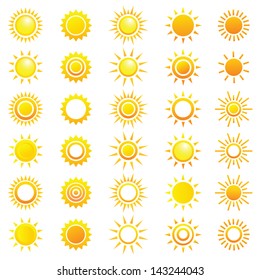 Vector set of different suns.