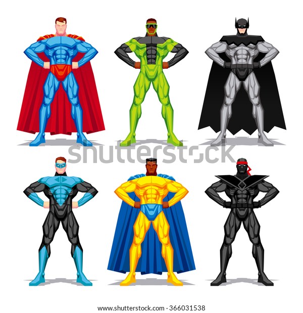 Vector Set Different Superheroes Isolated On Stock Vector Royalty Free 366031538 