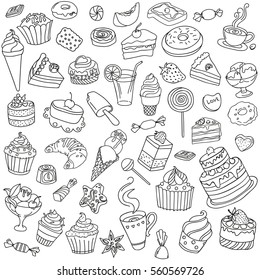 Vector set of different sweets. Sweets icon. Sweets logo. 