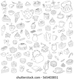 Vector set of different sweets. Sweets icon. Sweets logo. 