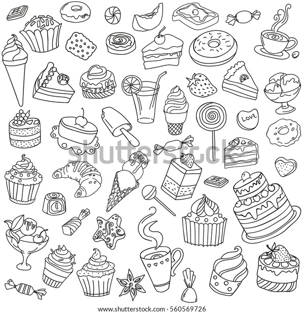 異なるスイーツのベクター画像セット お菓子のアイコン お菓子のロゴ のベクター画像素材 ロイヤリティフリー