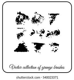 vector set of different texture brushes grunge black granular 