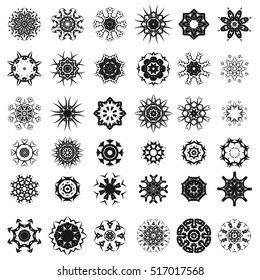 Vector Set of Different Tribal Rosettes Tattoo Design Isolated on White Background. Polynesian Design