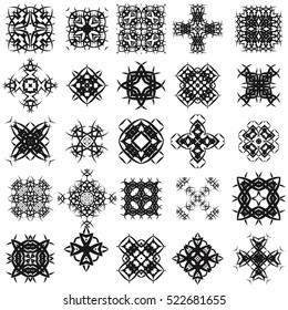 Vector Set of Different Tribal Rosettes Tattoo Design Isolated on White Background. Polynesian Design