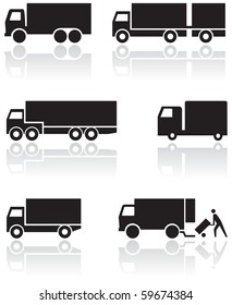 Vector set of different truck symbols. All vector objects are isolated. Colors and transparent background color are easy to adjust.