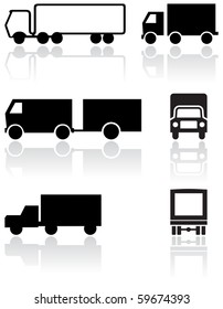 Vector set of different truck symbols. All vector objects are isolated. Colors and transparent background color are easy to adjust.