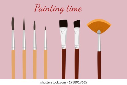 vector set of different type of paintbrush illustration