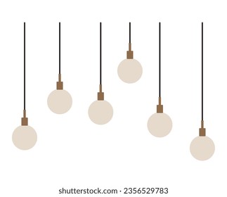 Vector set of different types of indoor lighting: pendant, ceiling light, spotlight, wall light, table shade lamps, reading lamp and floor lamp. Flat style illustration isolated on white background