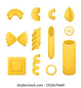 Vector Set Different Types Italian Pasta Stock Vector (Royalty Free ...