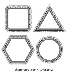 Vector Set of Different Vintage Frames Isolated on White Background