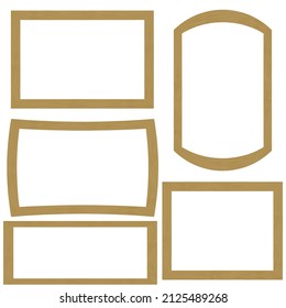 Vector Set of Different Wooden Frames Isolated on White Background.