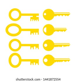 Vector Set of Different Yellow Key Icon Isolated on White Background