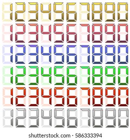 Vector Set of Digital Numbers Isolated on White Background.