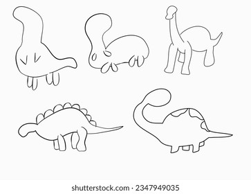 Vector set of dinosaur doodles. Hand drawn elements isolated on white background.