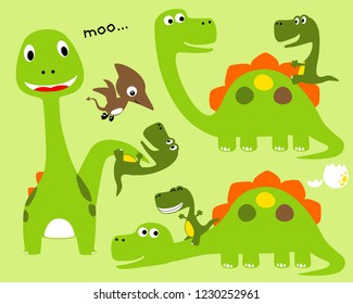 Vector set of dinosaurs cartoon 
