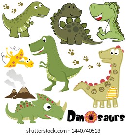 Vector set of dinosaurs cartoon in different activity