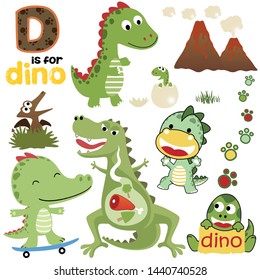 Vector set of dinosaurs cartoon in different activity