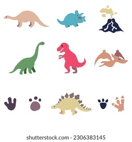 Vector set with dinosaurs in cartoon style. Collection dinosaurs in hand drawn cartoon style isolated on white background. Can be used for children's room, sticker, t-shirt, mug and other design.