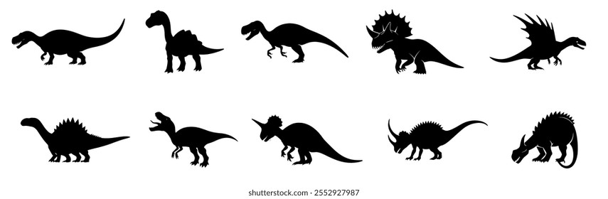 Vektorsatz von Dinosauriern, einzeln auf weißem Hintergrund.