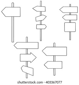 vector set of direction post