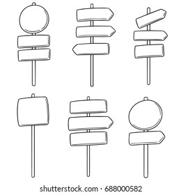 vector set of direction post